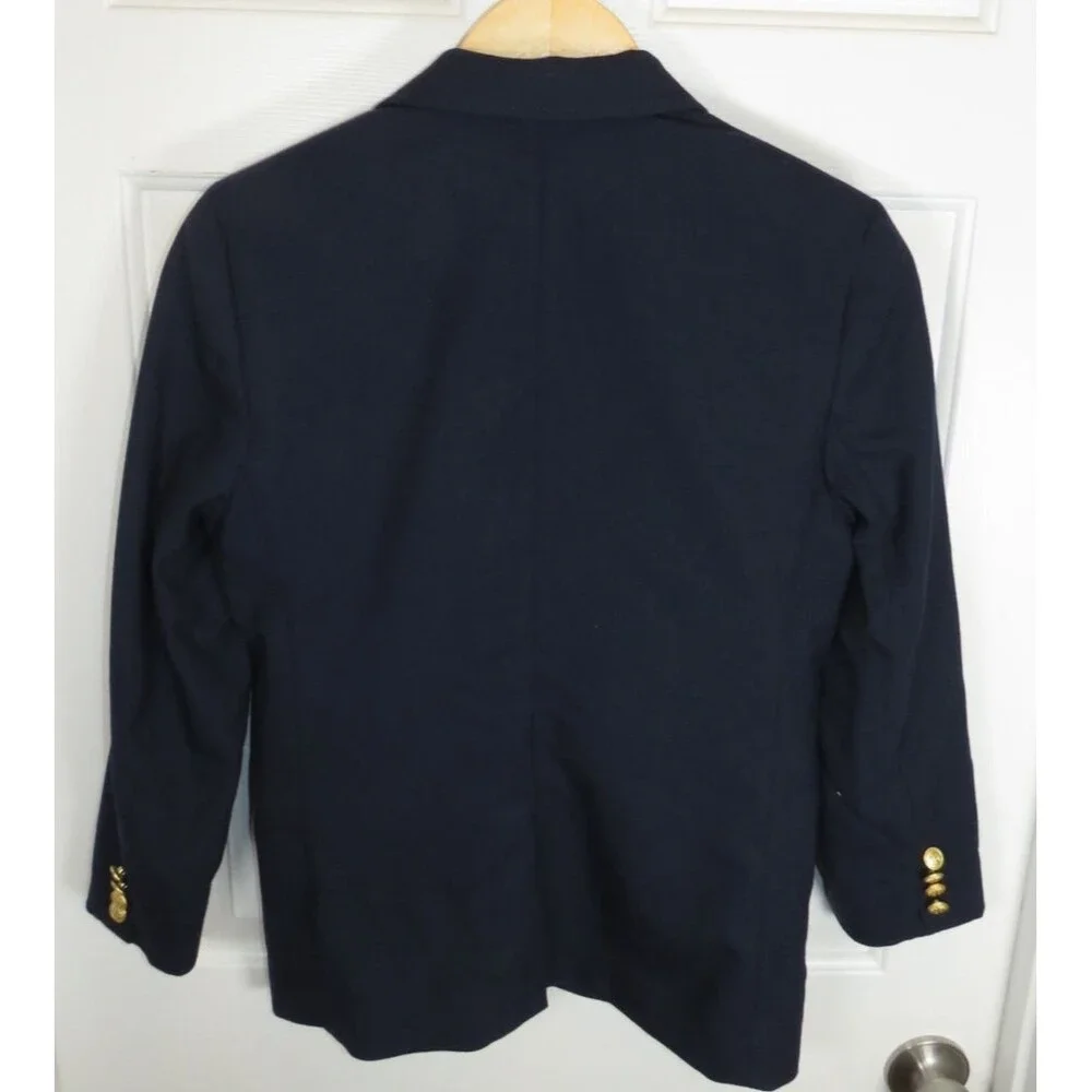 Crewcuts Thompson Boys Navy Blazer Size 14 Gold Anchor Buttons Stretch Jacket